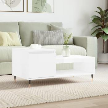 Mesa de centro blanca pulida 100x50x45 cm madera multicapa brillo