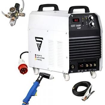 STAHLWERK CUT 160 P IGBT Cortador de plasma con 160 A, encendido piloto, cortes hasta 52 mm, adecuado para óxido, blanco, 7 años de garantía