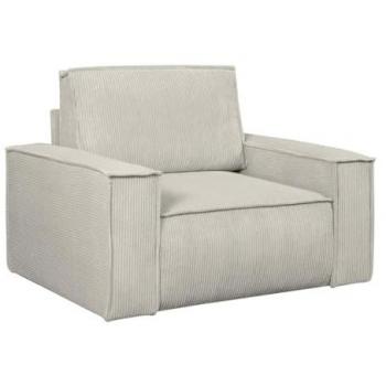 Sillón de pana beige AMELIA - 1 plaza - Tecido y velours
