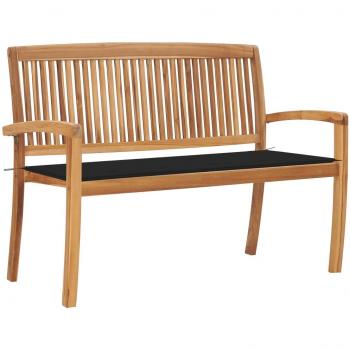Stackable Garden Bench with Cushion 128.5 cm Solid Teak Wood