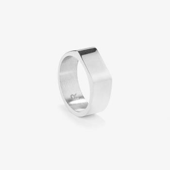 Anillo RADIANT de acero plateado con acabado brillante y mate, modelo RH000028-26