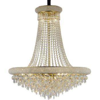 Lámpara colgante Alexetra 18 bombillas oro / cristal, características: diseño elegante, acabado en oro francés, 18 luces, elaborada con cristal de alta calidad
