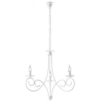 Araña de suspensión en hierro blanco shabby tres luces 50x h60 cm