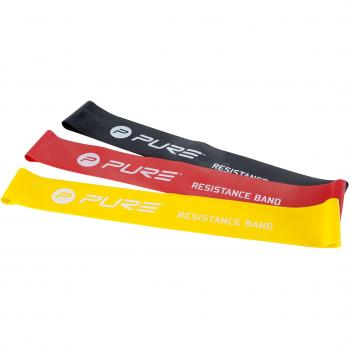 pure2improve P2I200280 Set de 3 bandas de resistencia para adulto, color negro/rojo/amarillo
