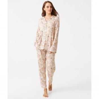Pijama de mujer largo en modal estampado