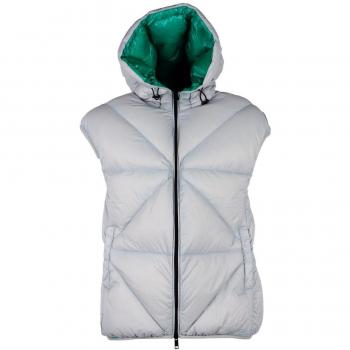 Centogrammi Chic Grey Puffer Vest with Green Lining