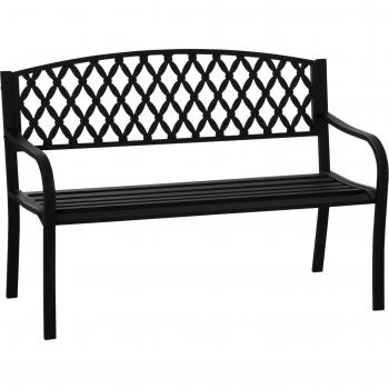 Banco de Jardín de 2 Plazas con Respaldo Decorativo y Reposabrazos para Terraza Balcón Patio Exterior