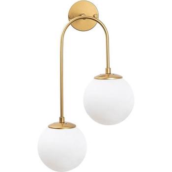 Aplique de pared WellHome, Estructura de metal Color Oro brillante, Curvo, Dimensiones 30x24x55 cm - Oro Opaco