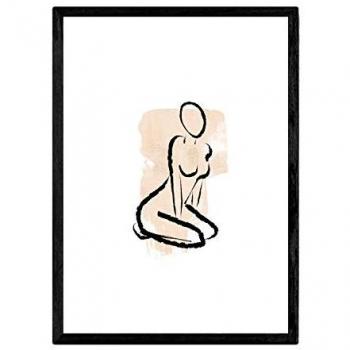 Póster A3 Ilustración de Mujer - Dibujos de Formas, Caras y Gestos en Tonalidades Tierras y Rojizas 'Mujeres 16' Sin Marco