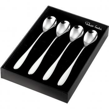 Robert Welch Stanton Bright con mango largo cucharas de té, set de 4, en caja de regalo