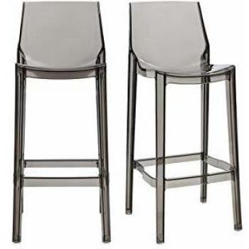 Taburete de bar diseño gris ahumado lote de 2 YLAK