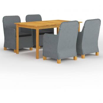 vidaXL Juego de comedor para jardín de 5 piezas gris claro