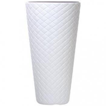 Maceta Alta Prosperplast de Rattan Sintético Blanco 23L
