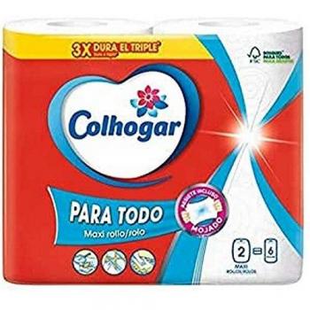 Colhogar Paratodo Maxirolls x2 - Papel Cocina Multiusos - Rollos de Toalla para Cocina de Triple Duración y Resistente Incluso Mojado - Paquete con 2 Maxi Rollos