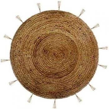 Alfombra decorativa redonda de yute y lurex 80 cm - Beige - Atmosphera