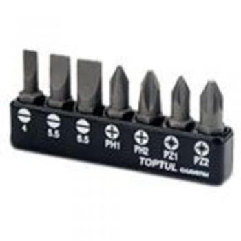 Kit de puntas de tornillo TOPTUL GAAV0704, 25mm, incluye diversas puntas para destornillador, fabricadas en acero al cromo-vanadio, con un acabado niquelado que proporciona resistencia a