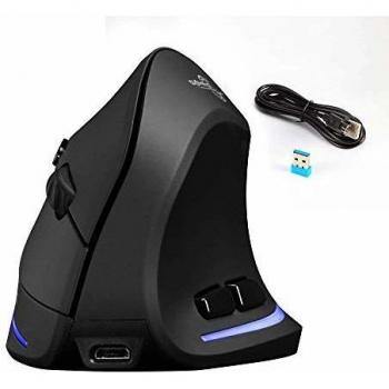 Ayete Ratón Vertical 2.4 G Ratón Ergonómico Óptico Prevención de Codo de tenista/Enfermedad del ratón Recargable USB Inalámbrico Ratón con 3 Niveles Ajustables dpi para Ordenador PC Notebook etc