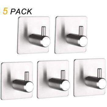 5 Piezas de Ganchos Adhesivo Metal Pequeño, Perchero Autoadhesivos Metalico para Colgar Ropa, Herramienta, Cocina, Baño, Accesorios
