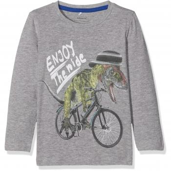 NAME IT Nitetmus Ls Top Box M Mini, Camisa Manga Larga para Niños, Gris