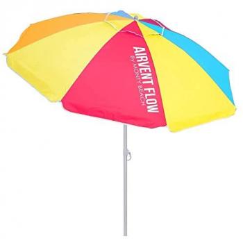 TIENDA EURASIA® Sombrilla de Playa Grande, Ø180cm, Inclinable, Protección UV50, Tubo de Aluminio Ø19/22mm, Antiviento, Revestimiento Plateado, Multicolor