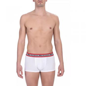 Bikkembergs Mens Pack-2 Boxers Fashion Tape Anatomical Front Bkk1utr08bi Man - White Cotton - Size Medium