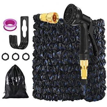 Avyvi Manguera Extensible de Jardín 50FT, Tubo de Manguera Mágica Expansible Flexible con pistola pulverizadora de 8 funciones / suspensión de manguera