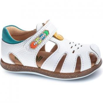 Sandalias Pablosky blancas 042005 de piel, flexibles, respetuosas con el pie, sensación de pies descalzos y cierre adherente para bebé niño