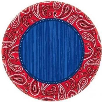 Amscan - 8 Platos de papel redondos Bandana und Jeans-Style