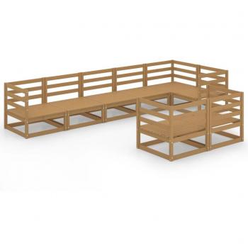 Conjunto de Jardín 8 piezas de madera maciza de pino en ámbar marrón