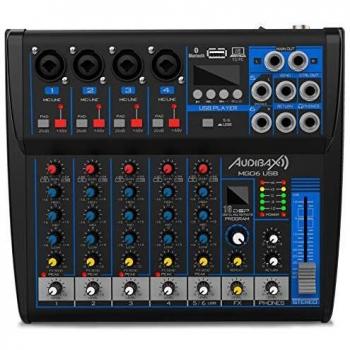 Audibax MG06 USB Mesa Mezclas 6 Canales con Bluetooth, MP3,USB Rec y Efectos