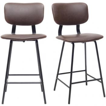 Taburetes de bar vintage marrón con patas en metal 65cm (lote de 2) Miliboo