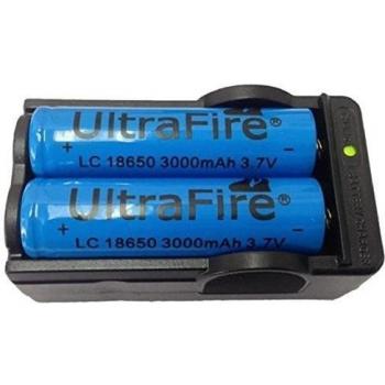 Malloom 2PCS 18650 3000mAh 3.7V Batería Li-ion Batería recargable + Cargador, 2-slots