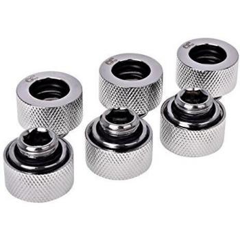 Alphacool HT 13mm Chrome Knurled HardTube G1/4 Compression Fitting - Sixpack