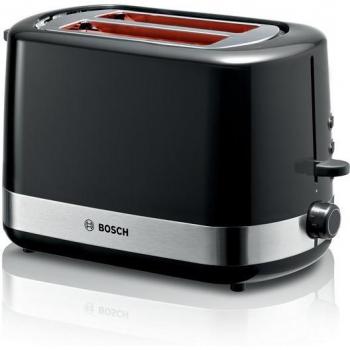 Bosch Tostadora Tat 6a513 Comfortline, tipo: tostadora de 2 rebanadas, potencia: 800 W, color: negro y acero inoxidable