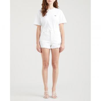Levi's White Cotton Jeans & Pant - W24, Denim Shorts, Female, White, Size: W24 Cotton Jeans with Worn Effect Logo