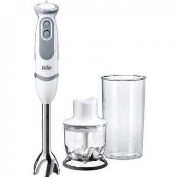 Braun Minipimer 5 MQ 5020 WH Pasta - Batidora de mano, 750 w, 21 velocidades, 750 w potencia, vaso medidor 600 ml y minipicadora de 350 ml , campana anti-salpicaduras, accesorio picador, blanco y gris