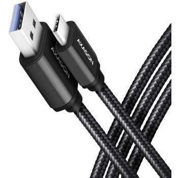 Cable USB-C a USB-A 3.2 Gen 1, 1m, 3A, ALU, trenzado, negro