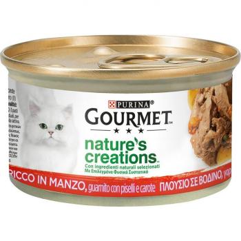 Gourmet Nature's Creations 24 x 85 g - Pack económico - Vaca con guisantes y zanahorias