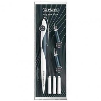 Herlitz 11360286 Nicewriter Set my.pen style - Pluma caligráfica, gris petroleo