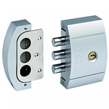 CERRADURA SOBREP SEG T60 CAVA 50 MM, cerrojo de seguridad, acabado en cava, medida de 50 mm, incluye escudo protector, modelo E800