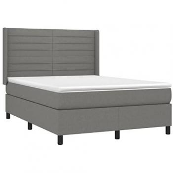 Cama box spring con colchón tela gris oscuro 140x200 cm