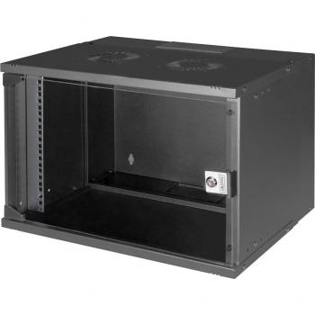 Armario de red de pared 19 SOHO PRO 7U, 540x400 mm, carga 60 kg, puerta de cristal, negro