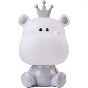Lámpara de mesa HIPPO Plástico Gris, Lámpara de mesa infantil LED integrada, color gris