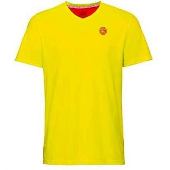 BIDI BADU Camiseta para niño tee Evin Tech de Cuello Redondo, Amarillo neón, Rojo, 128