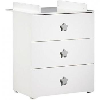 Commode a cambiar para bebé New Basic 3 cajones con botones estrella gris