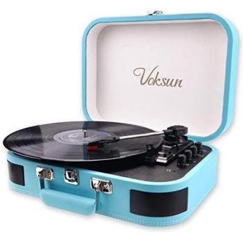 VOKSUN Tocadiscos Vinilo, Tocadiscos Vintage de Estilo Vintage a 3 Velocidades