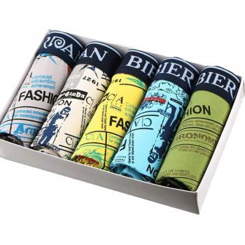 Kinbelle Calzoncillos Ropa Interior de los Hombres de Algodón Boxeador de los Escritos de la Ropa Interior de Cintura-Medio Hombres de la Aptitud Briefs 5 Piezas/Porción 1#XXL