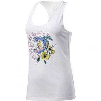 Reebok CF Surfing Bear Graphic Tank Camiseta sin Mangas, Mujer, Blanco