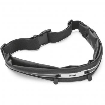 Trust Urban Cintus - Cinturón deportivo elástico para smartphones, dos bolsillos, negro