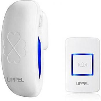 UPPEL Timbre Inalámbrico para Puerta Timbre Inalámbrico Exterior Impermeable de Ahorro de Energía Rango de Trabajo al Aire Libre 200-300m y Hay 36 Tipos de Música Usar para País de EU o USA